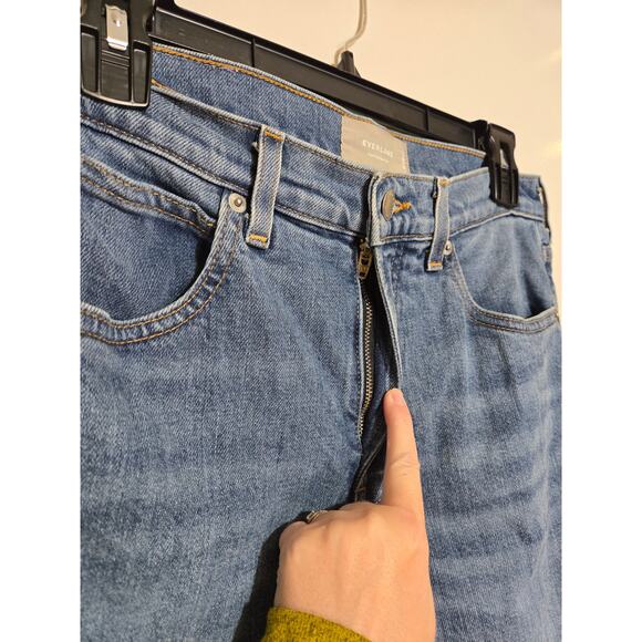 EVERLANE The High-Rise Flare Size 26 Regular Bright Indigo Blue Stretch Stretchy - Picture 6 of 16